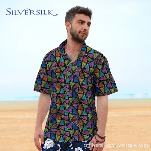 European Vintage Flower Printed Mens Casual Hawaiian Shirt